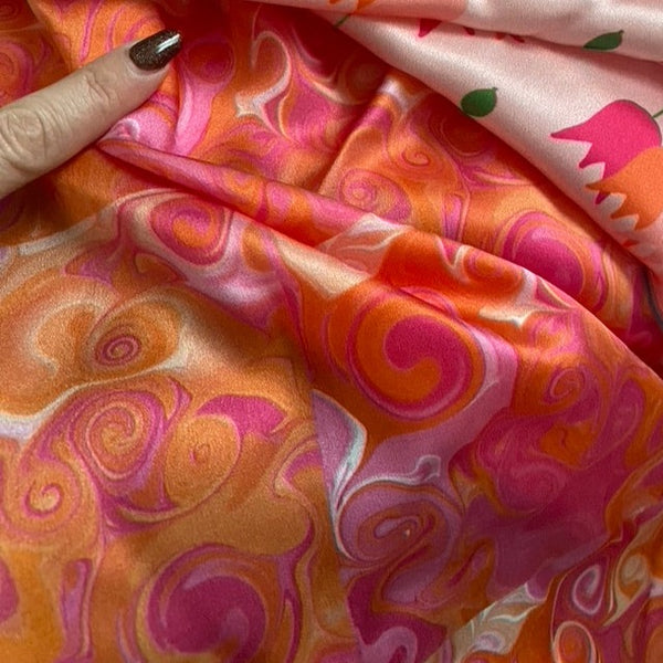 Swirly Grid Silk Scarf