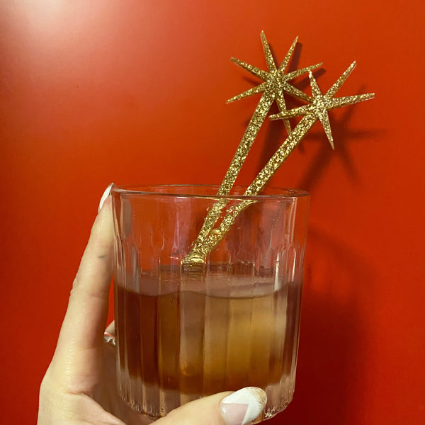 Bronze Glitter Starburst Cocktail Swizzles