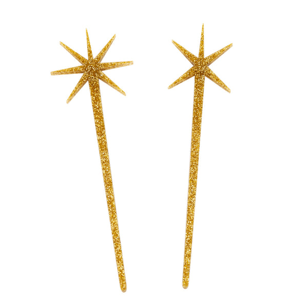 Gold Glitter Starburst Hairsticks