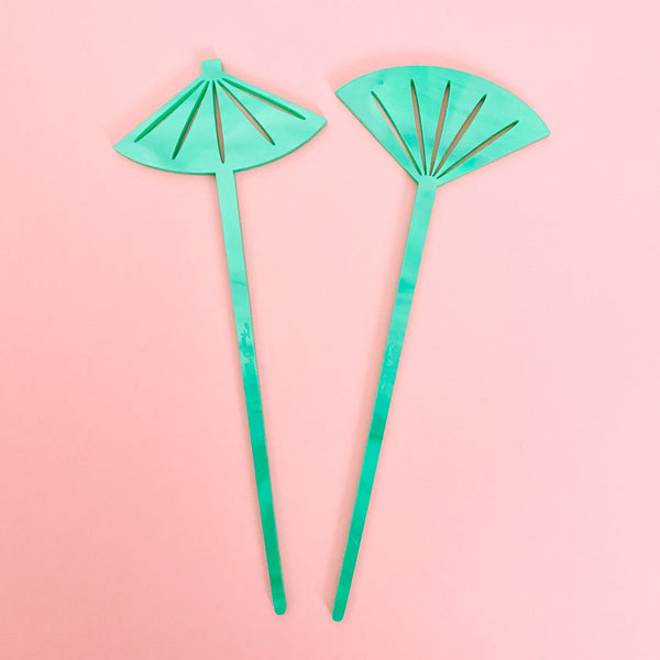 Fan and Parasol Hairsticks/ Cocktail Swizzles