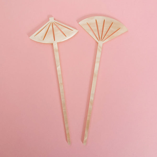 Fan and Parasol Hairsticks/ Cocktail Swizzles