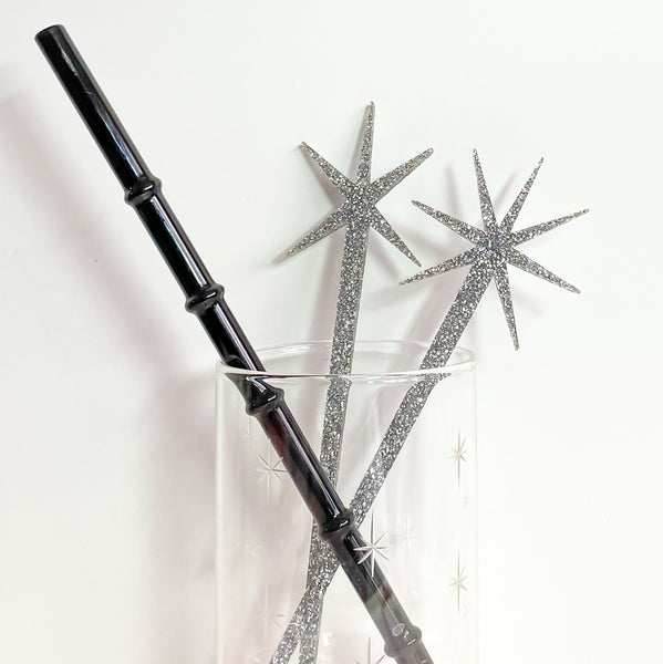 Silver Glitter Starburst Cocktail Swizzles