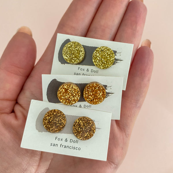 Glitter and Pearlized Dot Stud Earrings