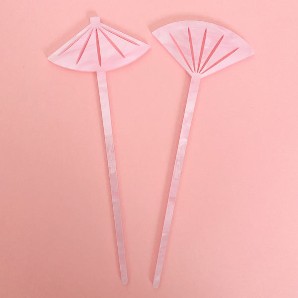 Fan and Parasol Hairsticks/ Cocktail Swizzles