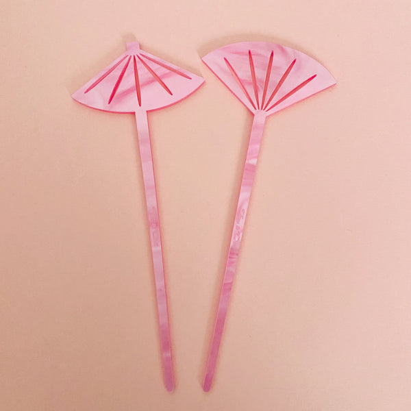 Fan and Parasol Hairsticks/ Cocktail Swizzles