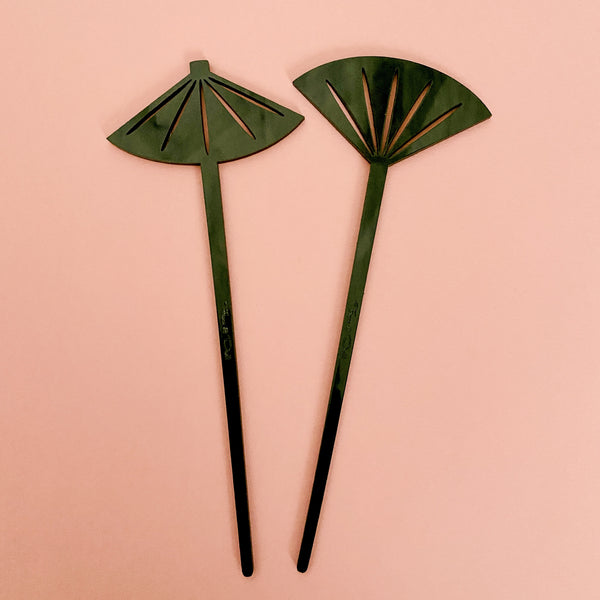 Fan and Parasol Hairsticks/ Cocktail Swizzles