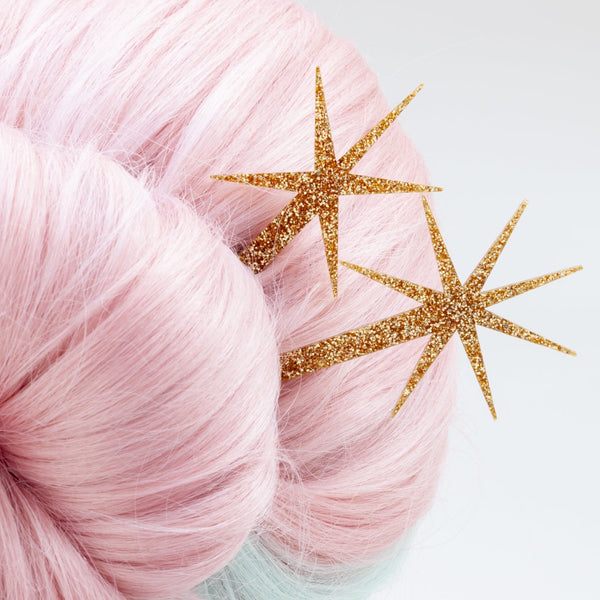 Sand Glitter Starburst Hairsticks