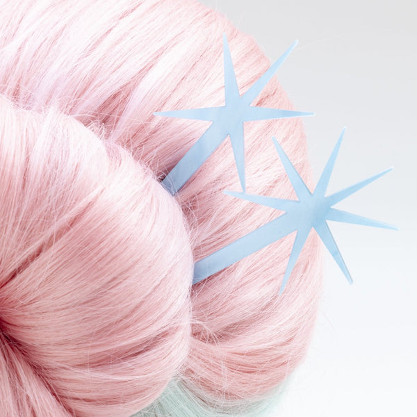 Sky Pearlized Starburst Hairsticks