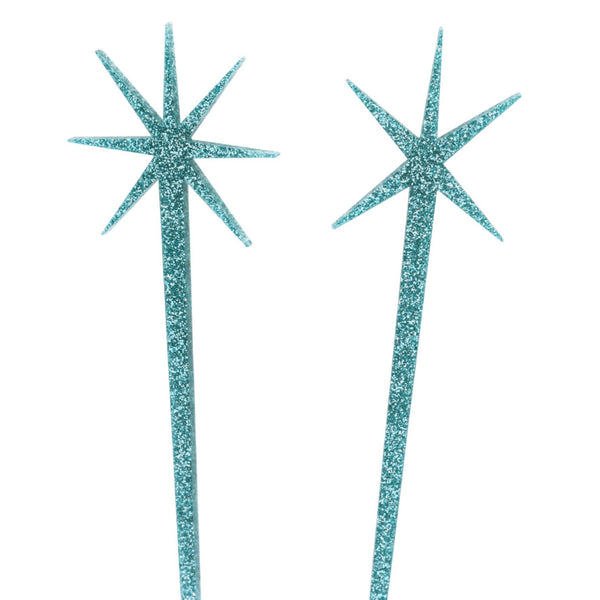 Teal Glitter Starburst Hairsticks