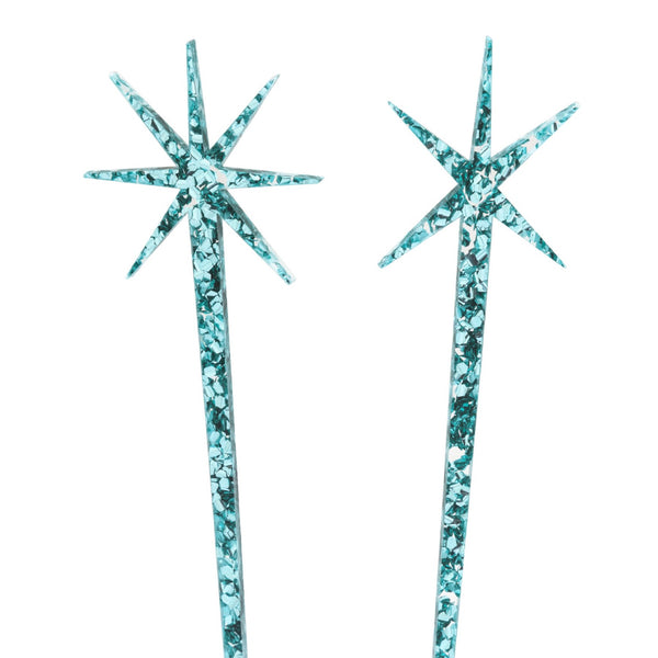 Teal CHUNKY Glitter Starburst Hairsticks