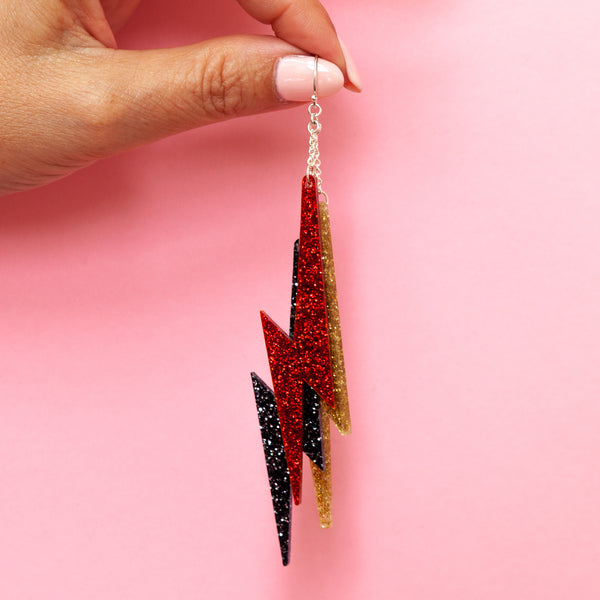 BOWIE MULTI-BOLT Asymmetrical Earrings