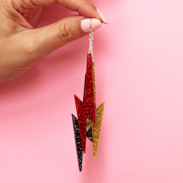 BOWIE MULTI-BOLT Asymmetrical Earrings
