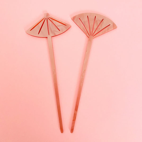 Fan and Parasol Hairsticks/ Cocktail Swizzles