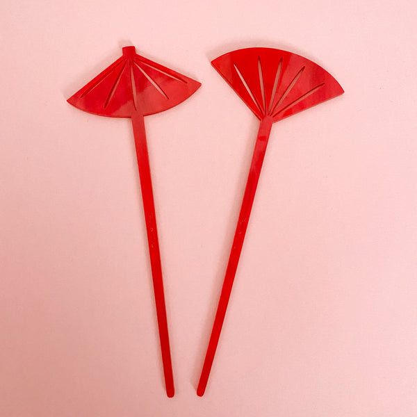 Fan and Parasol Hairsticks/ Cocktail Swizzles