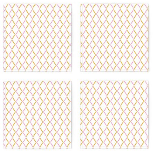 Cocktail Napkin Set - Pink & Mustard