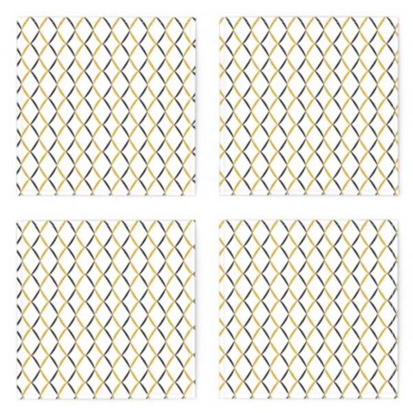 Cocktail Napkin Set- Mustard & Black