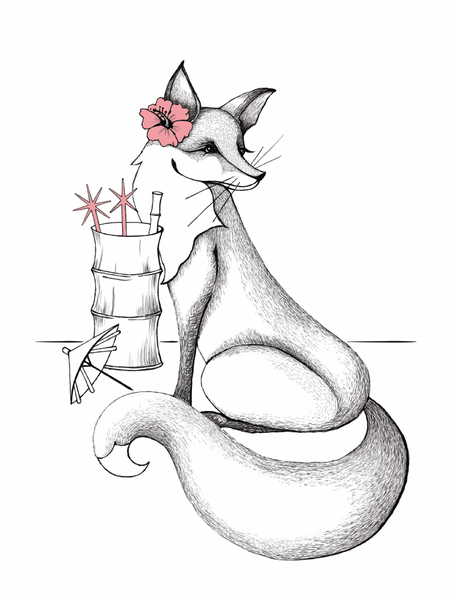 Cocktail Fox Greeting Card