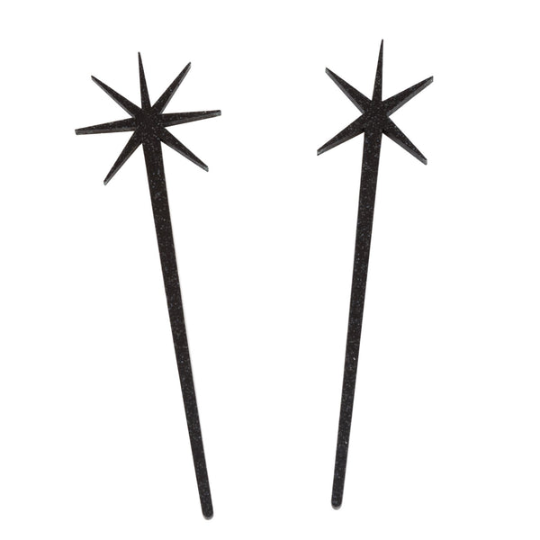 Black Glitter Starburst Hairsticks