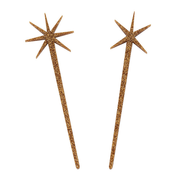 Bronze Glitter Starburst Cocktail Swizzles
