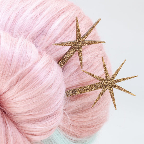 Bronze Glitter Starburst Cocktail Swizzles