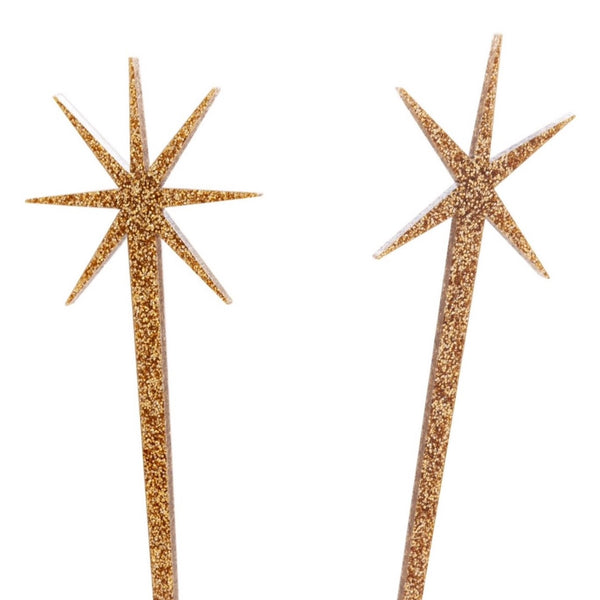 Bronze Glitter Starburst Cocktail Swizzles
