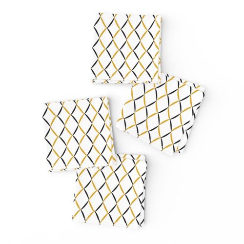 Cocktail Napkin Set- Mustard & Black