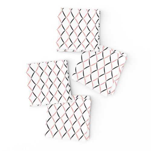 Cocktail Napkin Set - Pink & Black