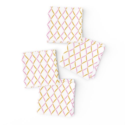Cocktail Napkin Set - Pink & Mustard