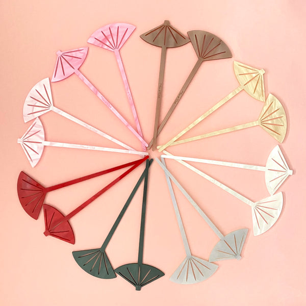 Fan and Parasol Hairsticks/ Cocktail Swizzles