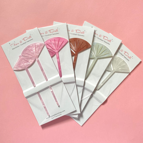 Fan and Parasol Hairsticks/ Cocktail Swizzles