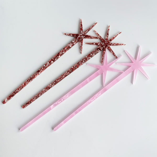 Pink Starburst Hairsticks