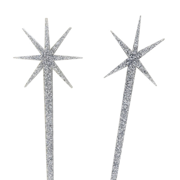 Silver Glitter Starburst Cocktail Swizzles