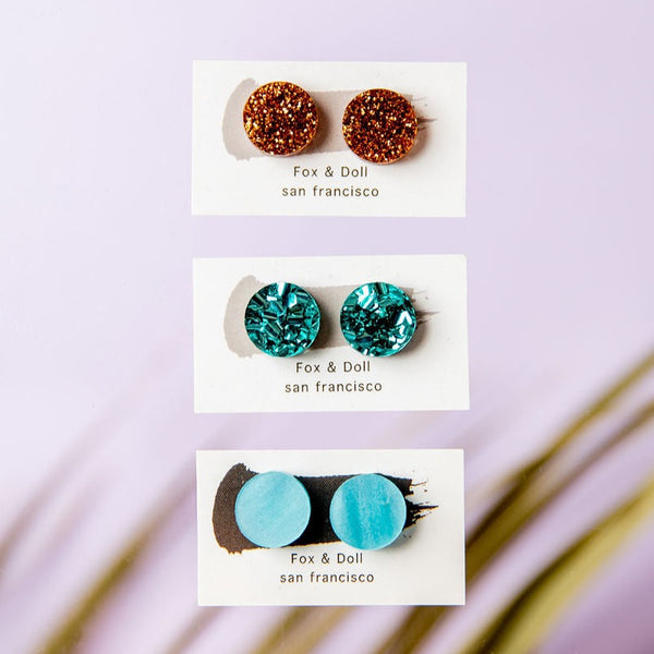 Glitter and Pearlized Dot Stud Earrings