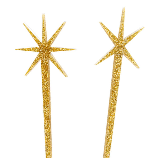 Gold Glitter Starburst Cocktail Swizzles