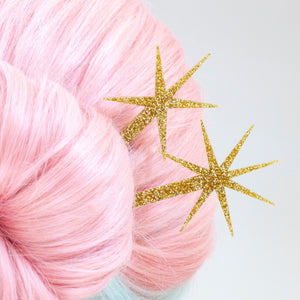 Gold Glitter Starburst Hairsticks