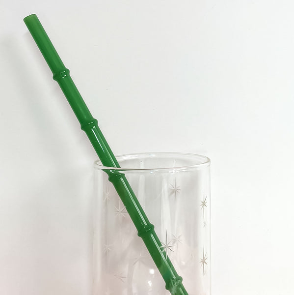 Green Jade Tiki Bamboo Glass Straw