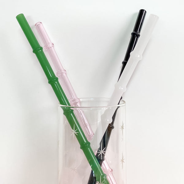 Milky Quartz Tiki Bamboo Glass Straw