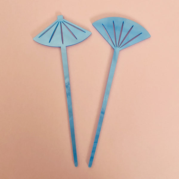 Fan and Parasol Hairsticks/ Cocktail Swizzles