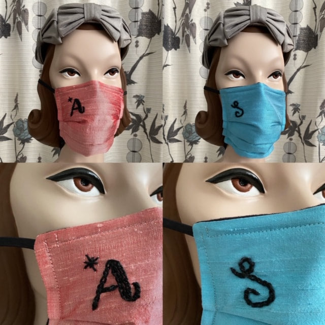 Custom Monogramed Embroidered Silk Mask