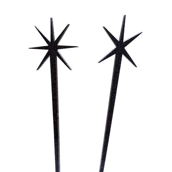 Black Glitter Starburst Hairsticks