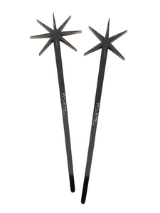 Black Lucite Starburst Hairsticks