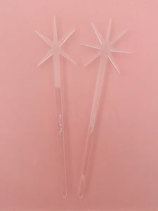 Clear Lucite Starburst Hairsticks