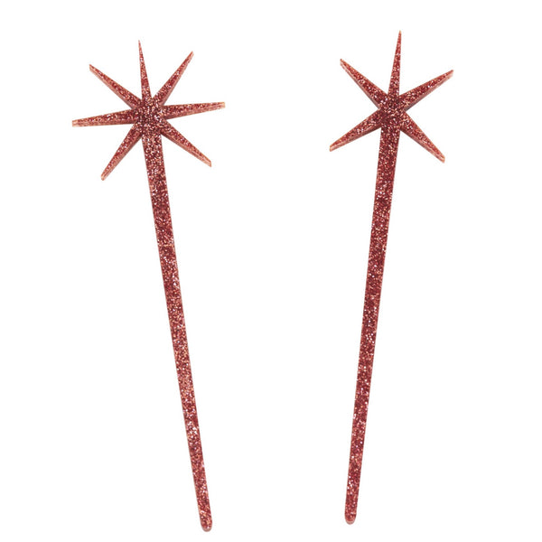 Pink Glitter Starburst Hairsticks