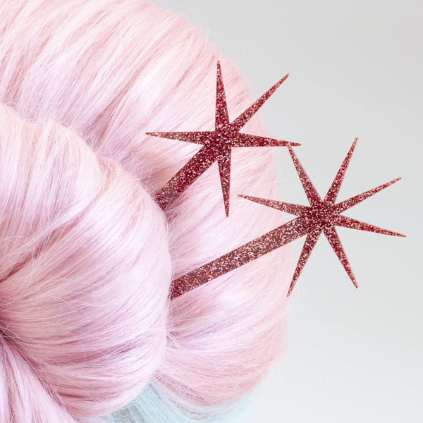 Pink Starburst Hairsticks
