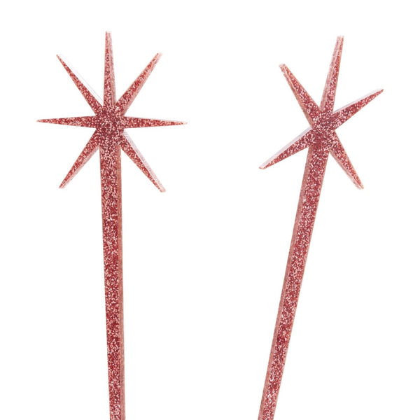 Pink Glitter Starburst Cocktail Swizzles